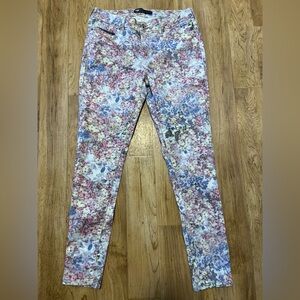 Levi's Floral Pink, Purple Blue Denim Stretch Leggings Jeggings Women's Size 12